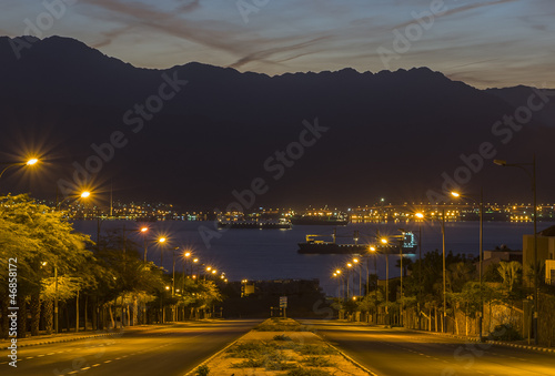 Street running to the Red Sea, Eilat, Israel