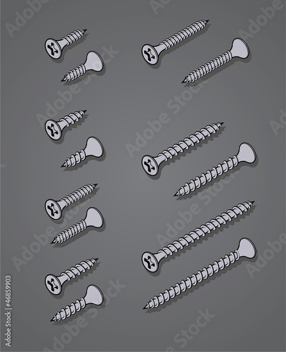 technical drawing of screws in isometric view