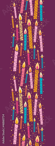 Vector colorful birthday candles vertical seamless pattern