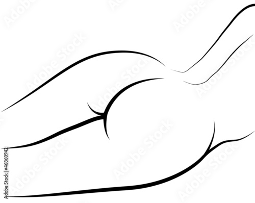 Female buttocks vector outline on white background