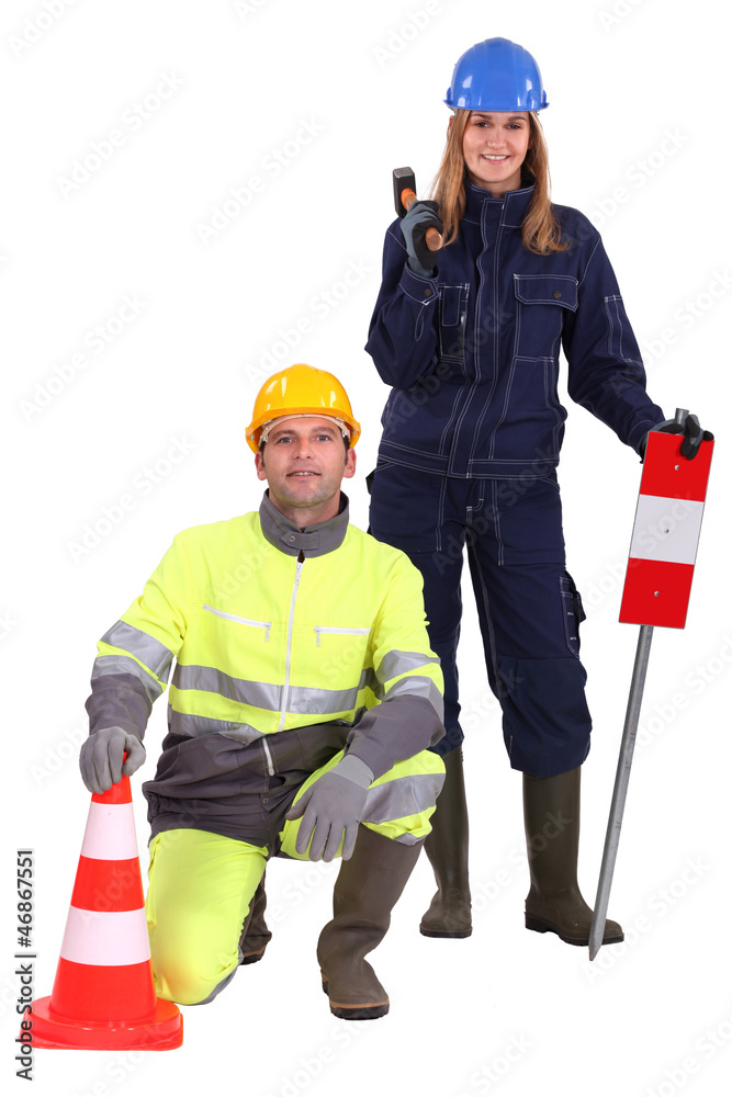 Road workers. Road workers.