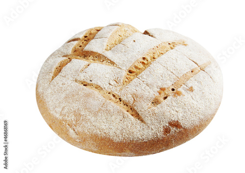 Round rye loaf isolated over white