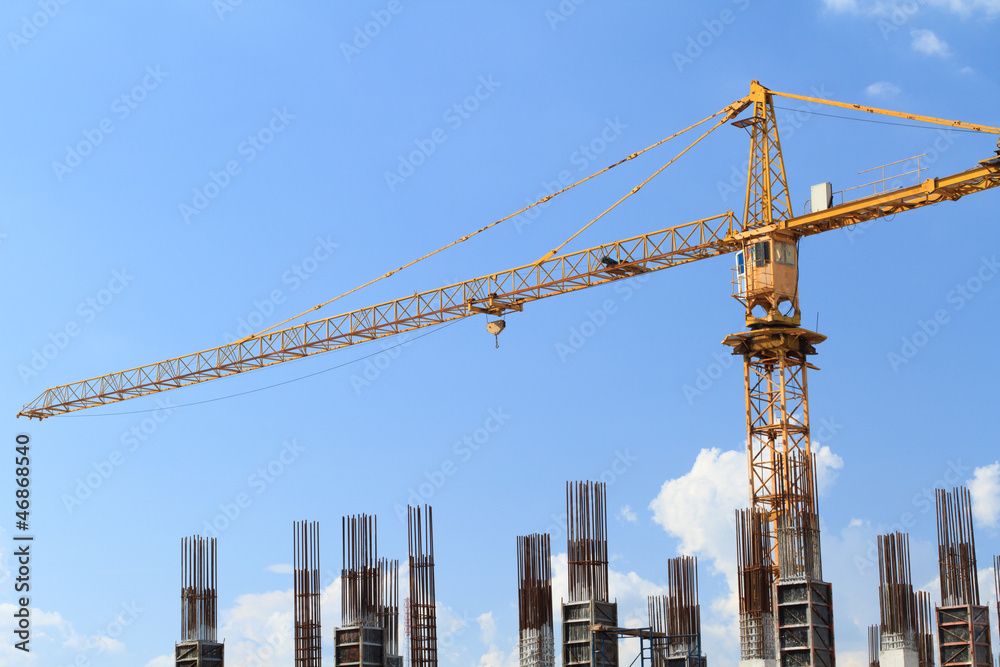 Fototapeta premium Crane, Construction Site.