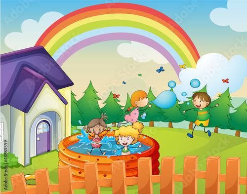 a house and kids