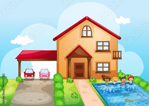 a house and kids