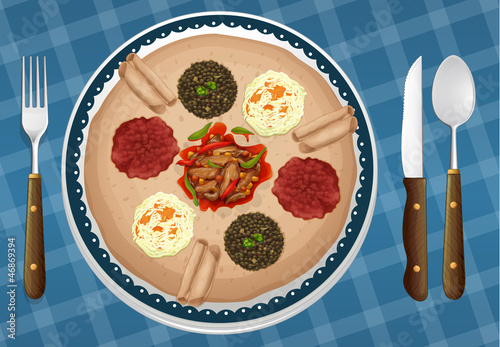 food and a dish