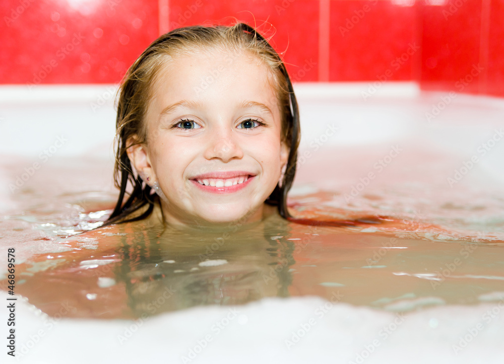 Little girl is taking a bath Stock Photo Adobe Stock