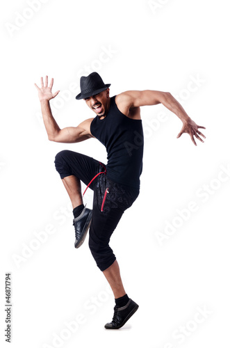 Muscular dancer isolated on white
