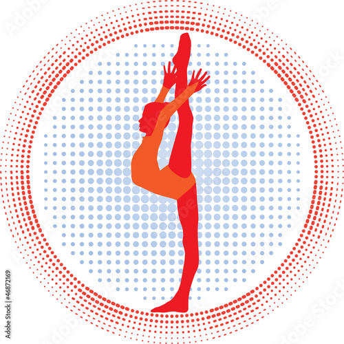 Young cute girl- gymnast  show  skill , vector silhouette