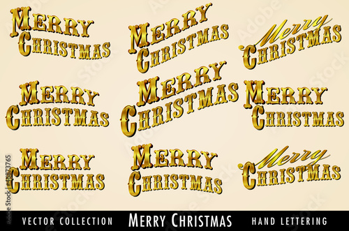 Selection of Vintage Gold Merry Christmas lettering
