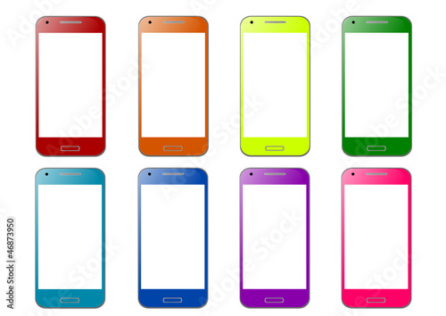 Série de smartphones multicolores: écran vide