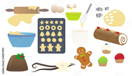 Cooking Christmas sweets isolated vector collection