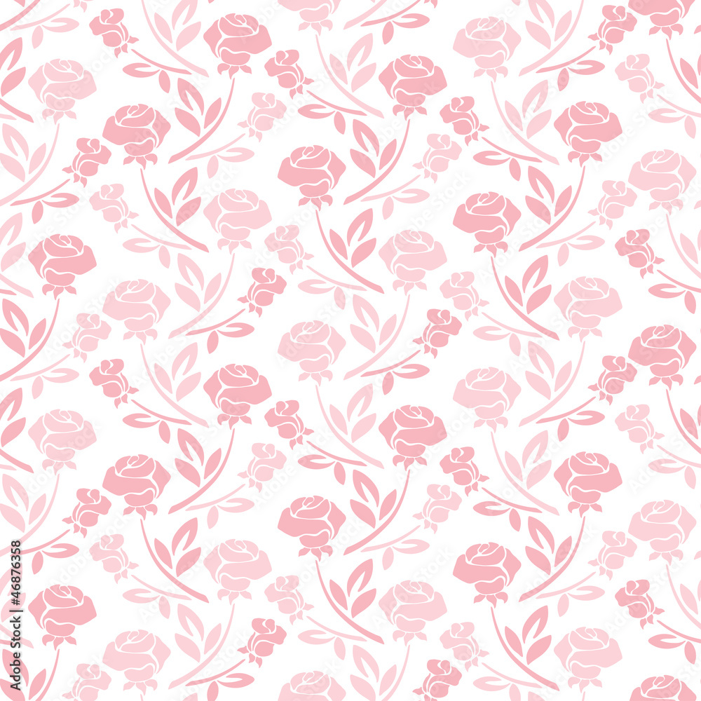 Floral seamless pattern with rose in pastel tones.
