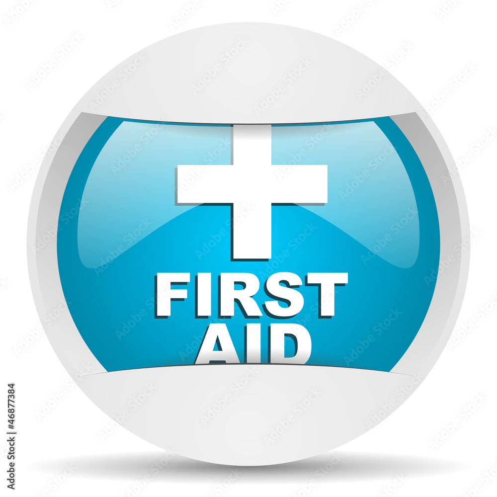Obraz premium first aid round blue web icon on white background