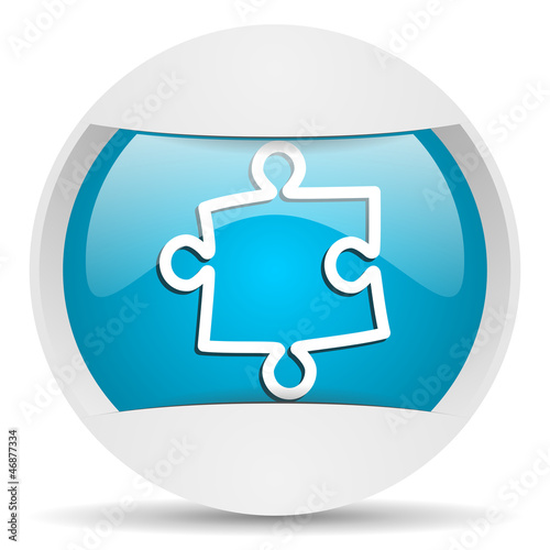 puzzle round blue web icon on white background