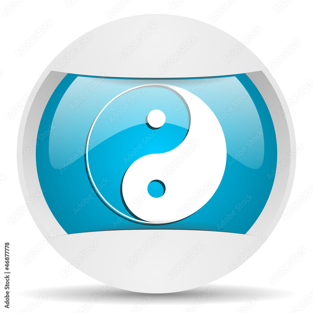 ying yang round blue web icon on white background ying yang round blue web icon on white background
