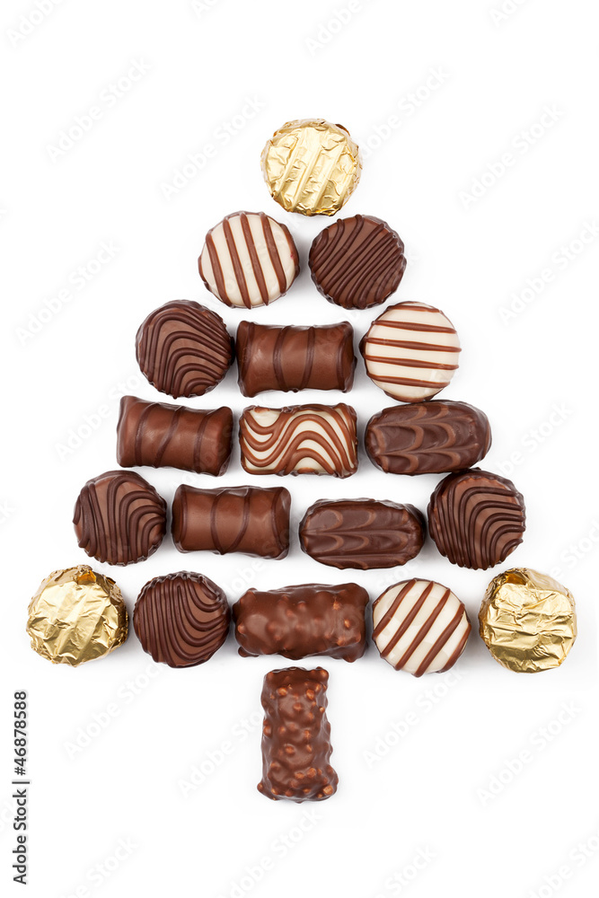 Fir made of chocolate candies Fir made of chocolate candies