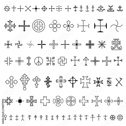 set of religious crosses. vector illustration