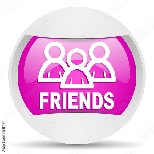 friends round violet web icon on white background