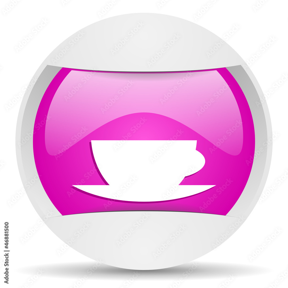 coffee cup round violet web icon on white background coffee cup round violet web icon on white background