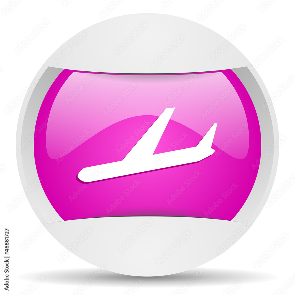 airplane round violet web icon on white background airplane round violet web icon on white background