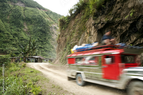 jeepney mountain road banaue philippines photo