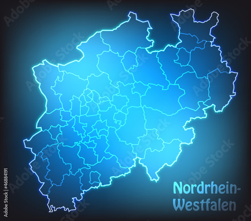 Leuchtende Karte von Nordrhein-Westfalen