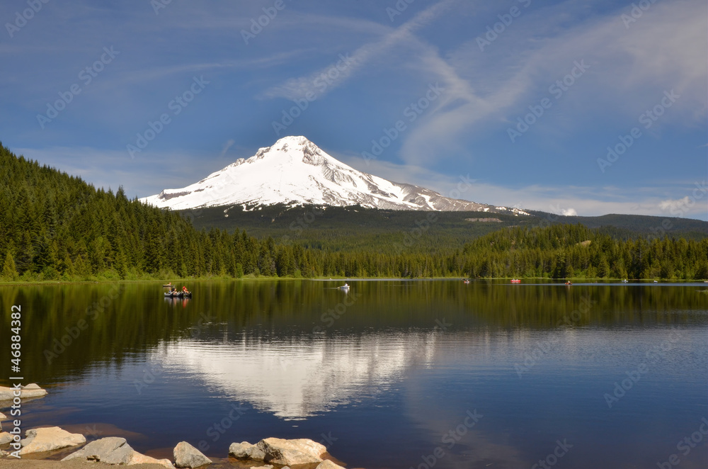 Snow-capped Mount Hood Reflecting in Trillium Lake