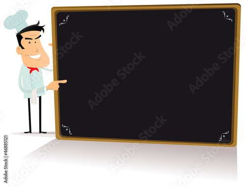 Chef Cook And Blackboard Restaurant Sign