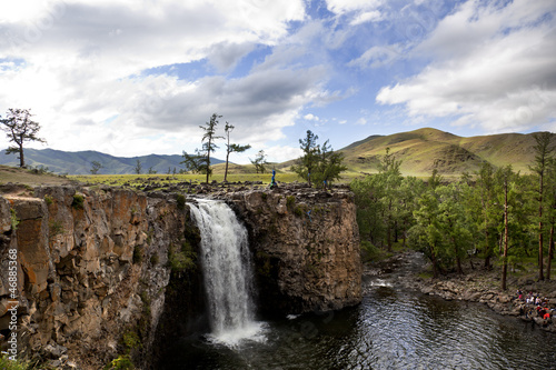 Orkhon idyllic landscape with waterfall photo