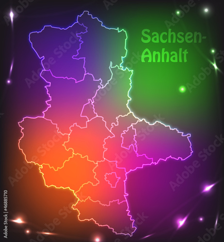 Bunte Karte von Sachsen-Anhalt