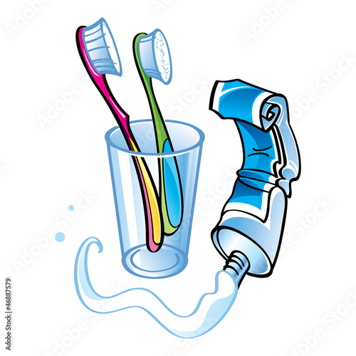 Teeth cleaning toothpaste glass toothbrush health care
