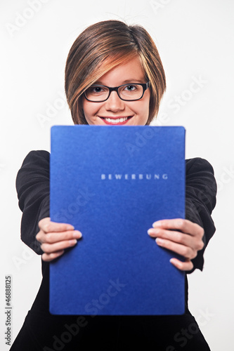 young lady with documents for application