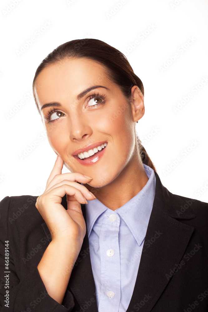 Attractive businesswoman planning her strategy