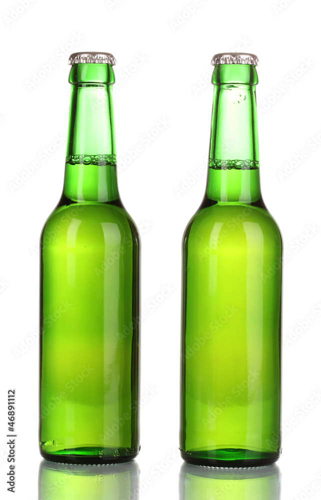 two bottles of beer isolated on white