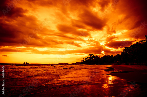 Sunset Seascape, Kai harbor, Rayong, Thailand