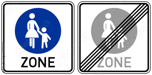 Verkehrsschilder - Fußgängerbereich Beginn, Ende