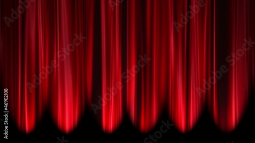 Red Curtains open, white background