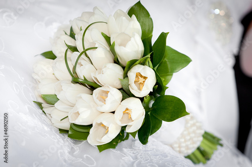 Fototapeta Naklejka Na Ścianę i Meble -  A beautiful bridal bouquet at a wedding party