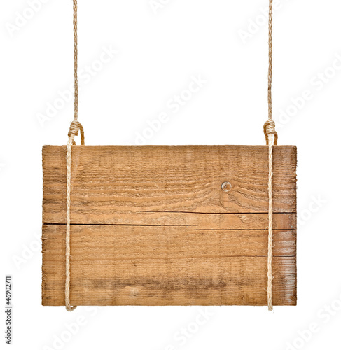 wooden sign background message rope hanging photo