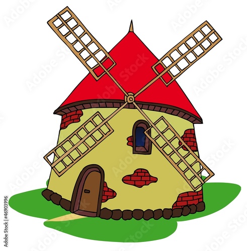 Windmill on white background