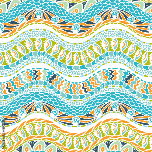 Colorful ethnicity ornament, vector seamless pattern.