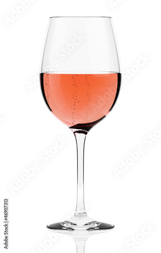 Rosè wine glass isolated