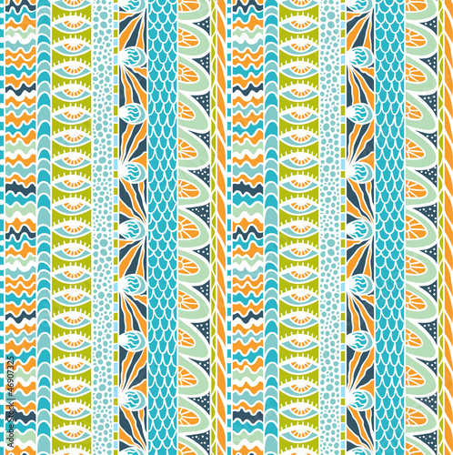 Colorful ethnicity ornament, vector seamless pattern.