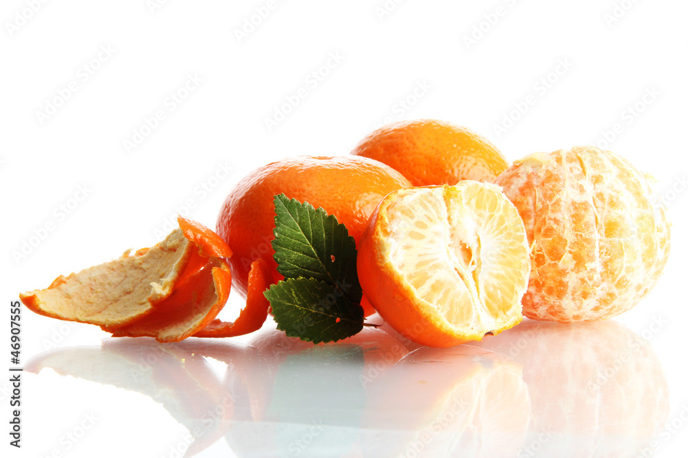 Ripe tasty tangerines isolated on white Ripe tasty tangerines isolated on white