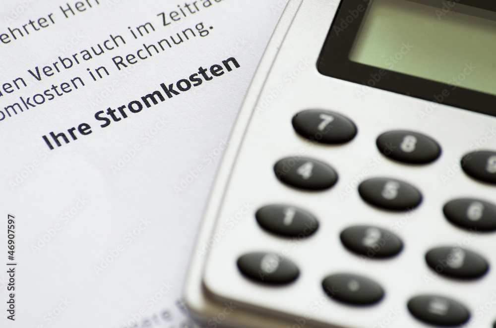 invoice of rising costs for electricity