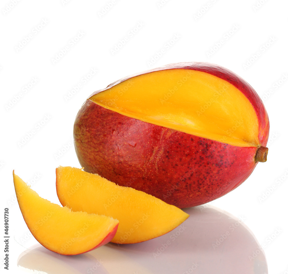 Ripe appetizing mango isolated on white Ripe appetizing mango isolated on white
