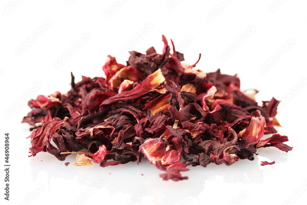 Fototapeta premium aromatic Hibiscus tea, isolated on white