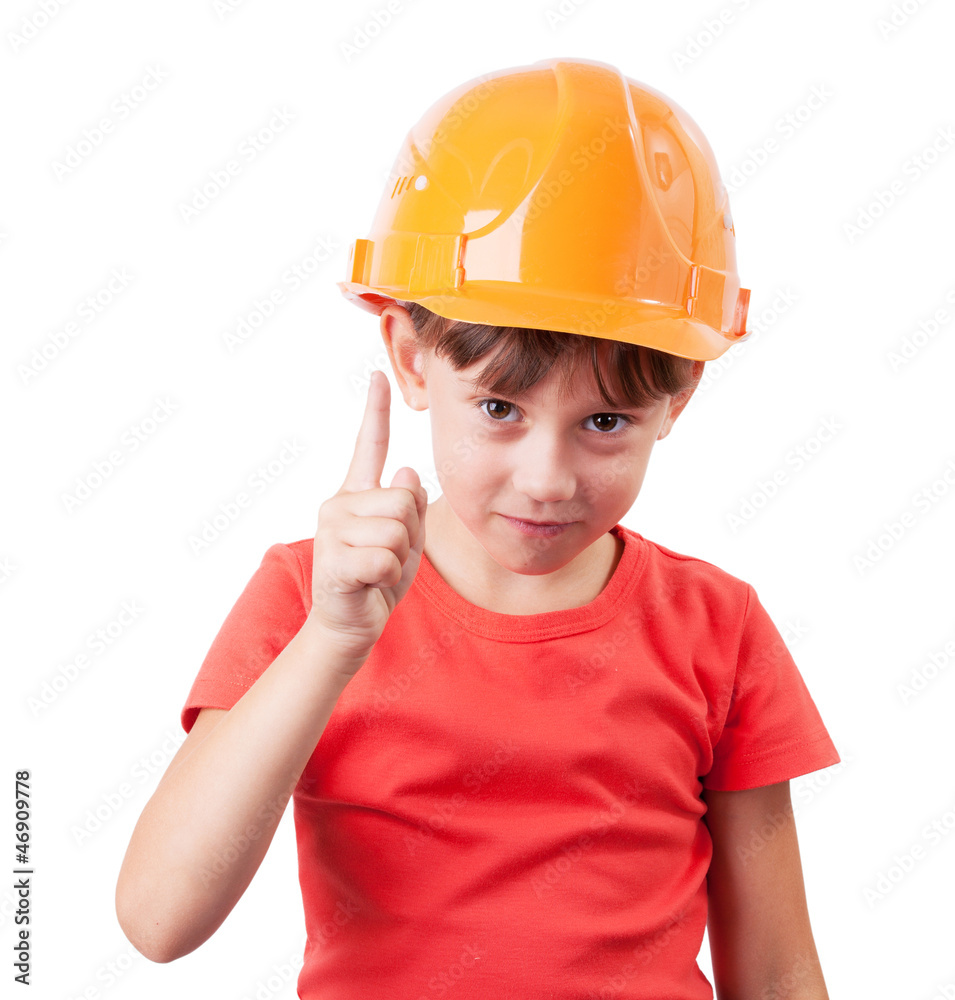 Girl in a protective helmet