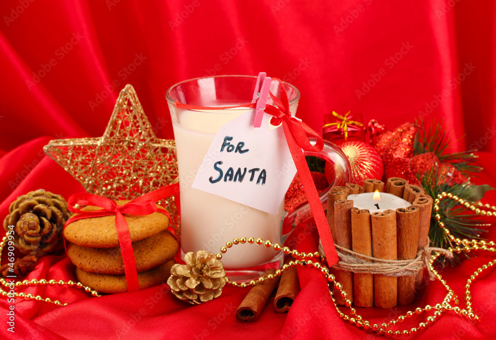 Cookies for Santa: Conceptual image of ginger cookies, milk and Cookies for Santa: Conceptual image of ginger cookies, milk and
